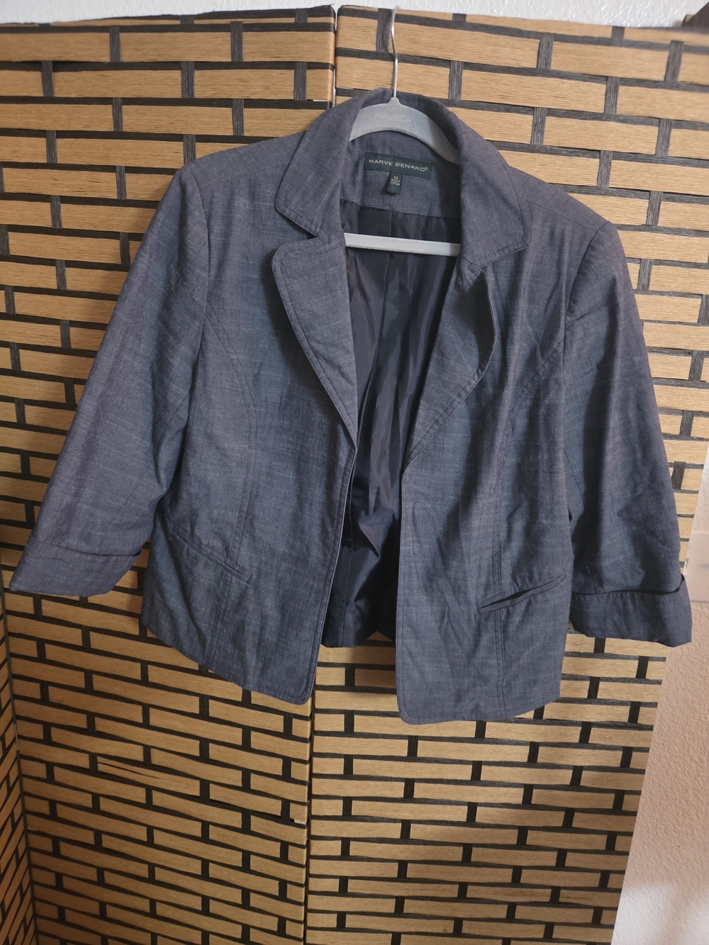 Harve Bernard Dark Navy Cropped Suit Jacket